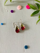 Vintage china and STERLING SILVER teardrop earings. 925 stamped. NEW