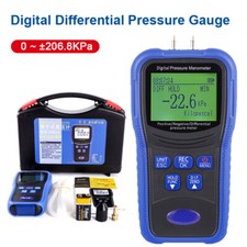 Digital Manometer LCD Gauge, High KPA, for Gas & Vacuum HVAC with Portable Case