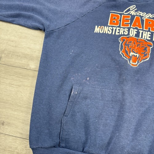 VTG 80s Chicago Bears Raglan Hoodie Sweatshirt Vintage Healthknit USA Faded - Picture 7 of 12