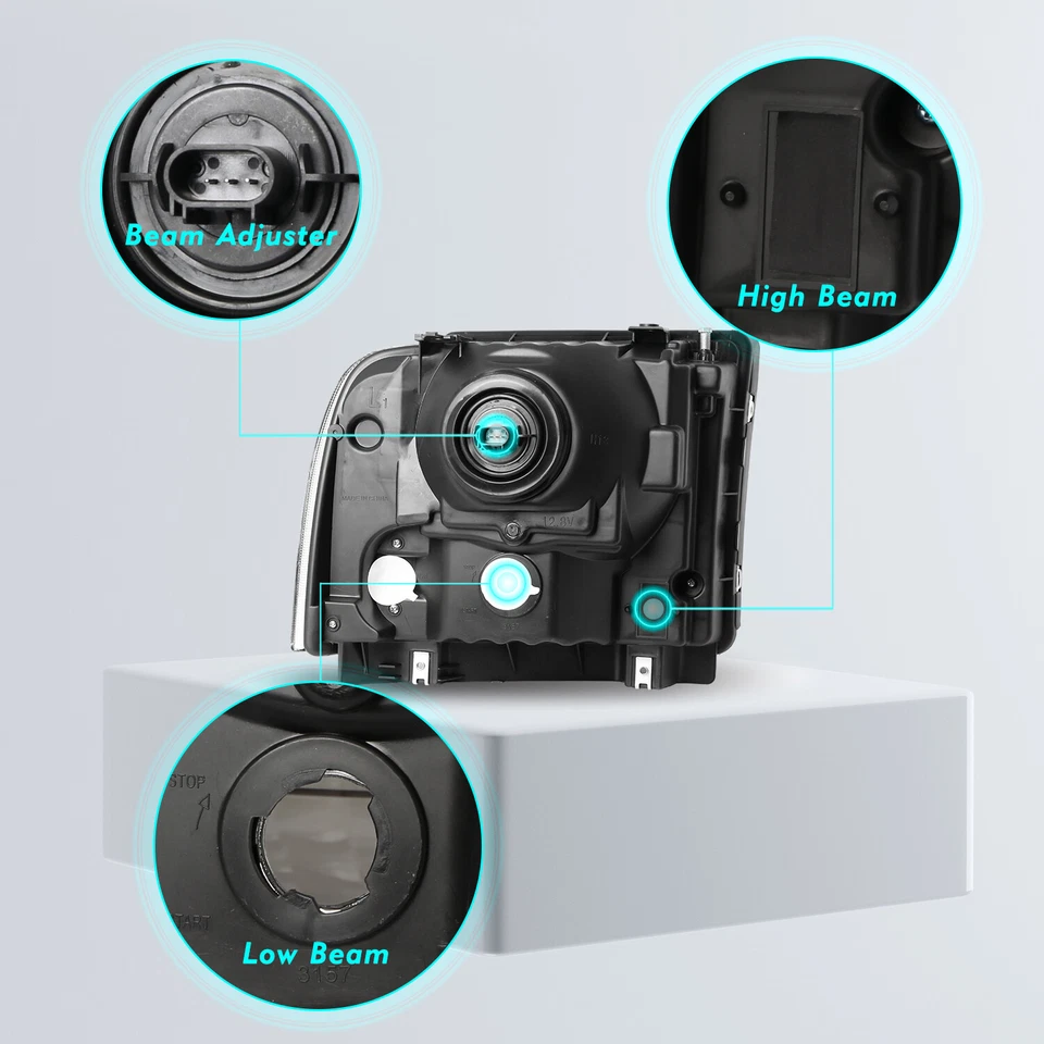 For 99-2004 Ford F250 F350 Ford Super Duty Excursion Conversion Black Headlights Foto 3 de 4