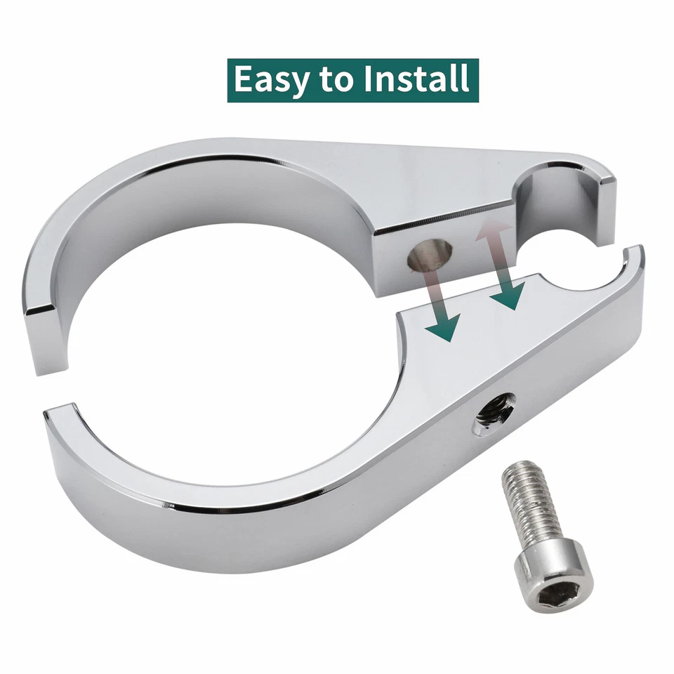 Abrazadera de línea de freno de cable de acelerador de embrague para manillar cromado Harley Yamaha 1 1/2" Foto 3 de 4