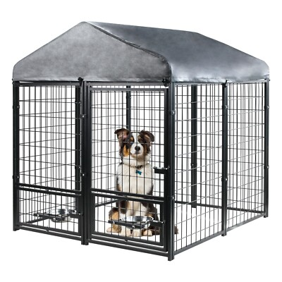 #ad #ad 4.6x4.6 ft Dog Kennel Outdoor Dog Cage Heavy Duty Playpen Steel Dog Indoor Fence $169.99
