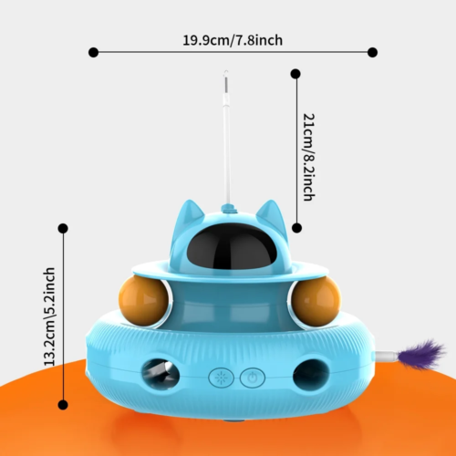 4 in 1 Indoor Interactive Cat Toy Smart Feather Wand USB Rechargeable Teaser Blu - Picture 7 of 11
