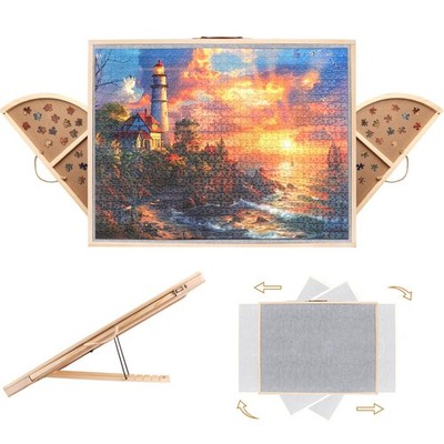 2 in 1 Rotating Tilting Puzzle Board with Drawers, 1500 Piece Jigsaw Puzzle B...