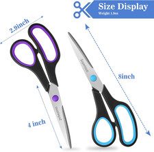 Scissors Set of 6-Pack, 8" Scissors All Purpose Comfort-Grip Handles, Sharp S...