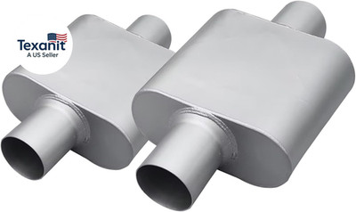 Universal 2.5'' (ID) Inlet 2.5'' (ID) Outlet Single Chamber Muffler - 13'' Total Le