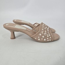 Dolce Vita Narda Pearl Square Toe Slide Sandals in Blush Mesh Size 7 NEW