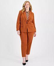 NEW TAHARI ASL BROWN CAREER PANTS BLAZER SUIT SET SIZE 24 W WOMEN PLUS 267