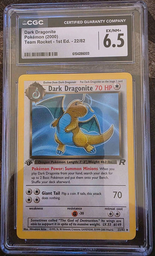 Dark Dragonite (1st Edition) graded CGC 6.5 for sale on eBay