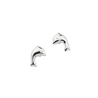 Cem Kinder Damen Ohrstecker Delfin Poliert Rhodiniert 925/- Silber Neu