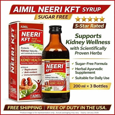 Aimil Neeri KFT Sugar Free Syrup 200ml 3pc Kidney & Urinary Free Ship Worldwide