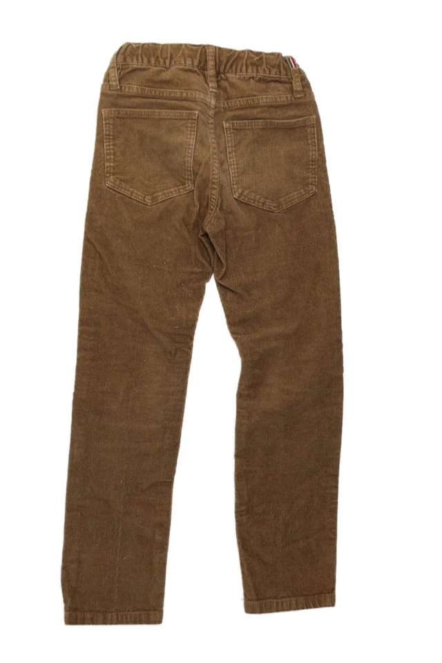 Calça de tornozelo Jacadi masculina algodão veludo com zíper elástica casual marrom tamanho 8 - Imagem 2 de 4