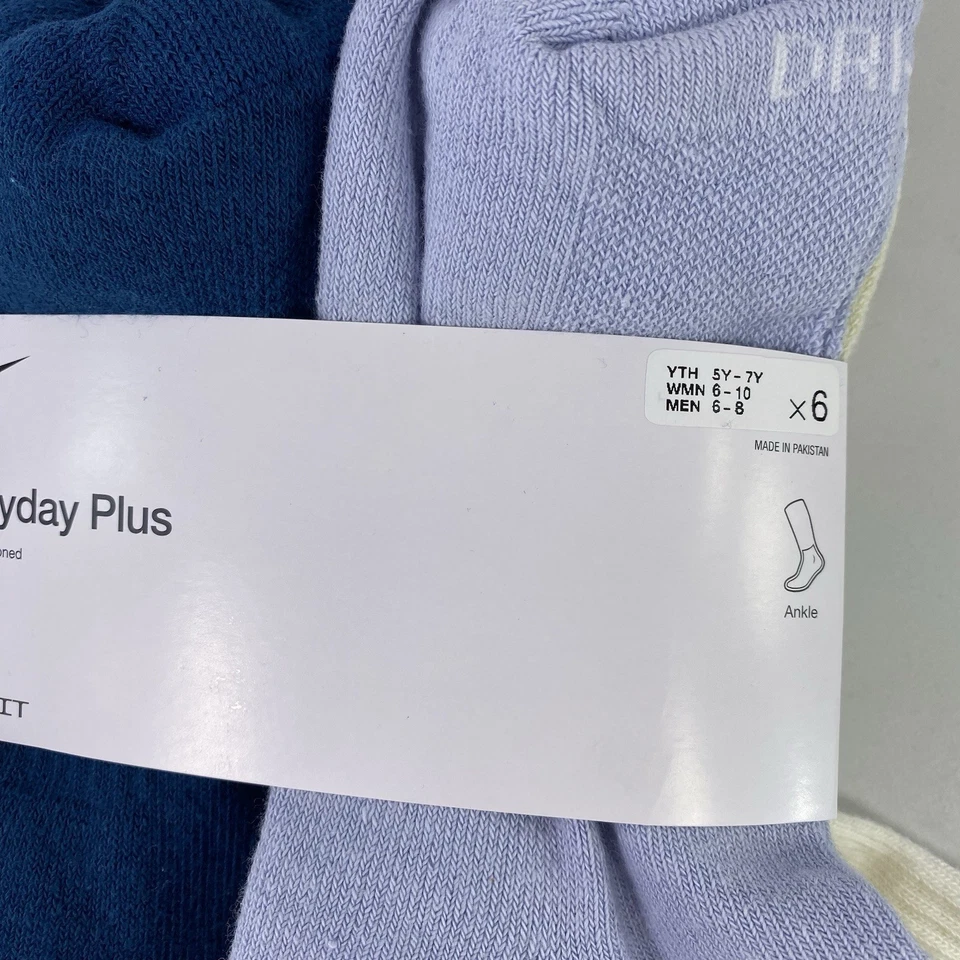 Носки на лодыжку Nike Everyday Plus Dri-FIT 6 пар синие Sequoia Moss Sail средние 6-10 - Изображение 3 из 4