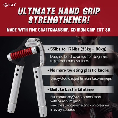 gd iron grip 80 延長可能　アウターリミット NEW GD Iron Grip Premium Hand Gripper EXT 80, EXT 90 with pinch