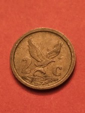 1991 SOUTH AFRICA 2 TWO CENTS WORLD COIN KM133  VFINE EAGLE WITH FISH FREE SHIP 
