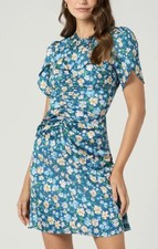 Shoshanna NWT Quince Floral Print Satin Ruched A-line Mini Dress Sz 10