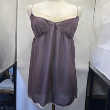 Victoria's Secret Purple Sheer Babydoll Chemise Lace Trim Slip Nightgown Size M