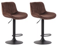 2Er Set Barhocker Lentini Samt Schwarz Braun