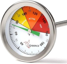 Greenco Gardening Premium Compost Thermometer Durable Stainless Steel Dial 20"
