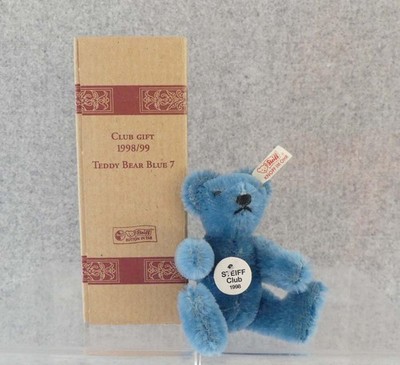 Steiff 1998 Club Erneuerung Geschenk Miniatur Bär meerblau Mohair 7 cm EAN 420122