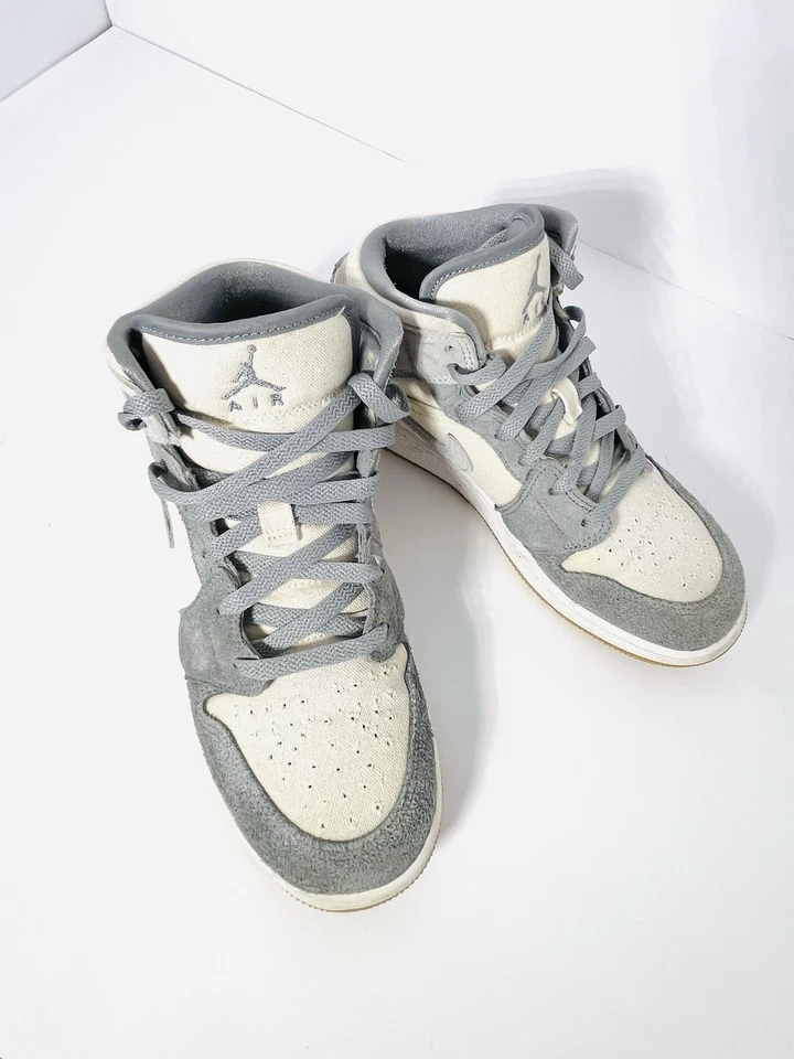 7Y Nike Air Jordan 1 High Girls GS Zapatillas Niños Niñas Jóvenes Rojo Gris Foto 3 de 4