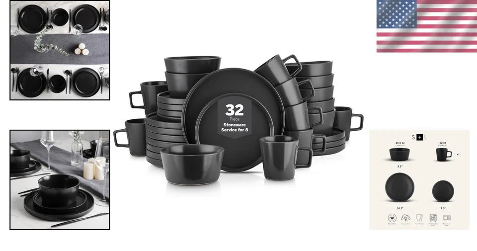 Rustic Edge Stoneware Dinner Set, Service for 8 - Image 2 of 4