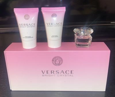 Versace Bright Crystal Miniature 3 Piece Set~ Mini EDT 5ml & Lotion 2.5ml & Gel