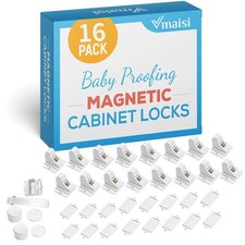 Vmaisi 16 Pack Child Safety Magnetic Cabinet Locks - Children Proof Cupboard