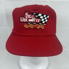 Vintage Wax Shop Hat Cap Snap Back Adjustable Red Racing Made In USA Retro