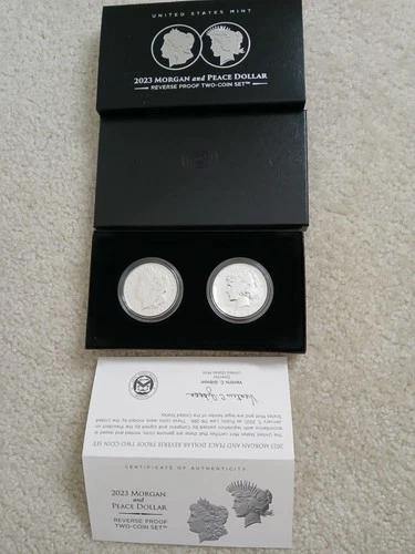 2023-S Morgan and Peace Silver Dollar Reverse Proof Set (COA & OGP)