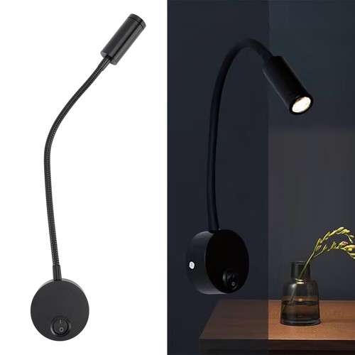 HG LED Wall Mount Reading Light 3W 3000K Modern 360 Degree Gooseneck Bedside - Picture 12 of 22