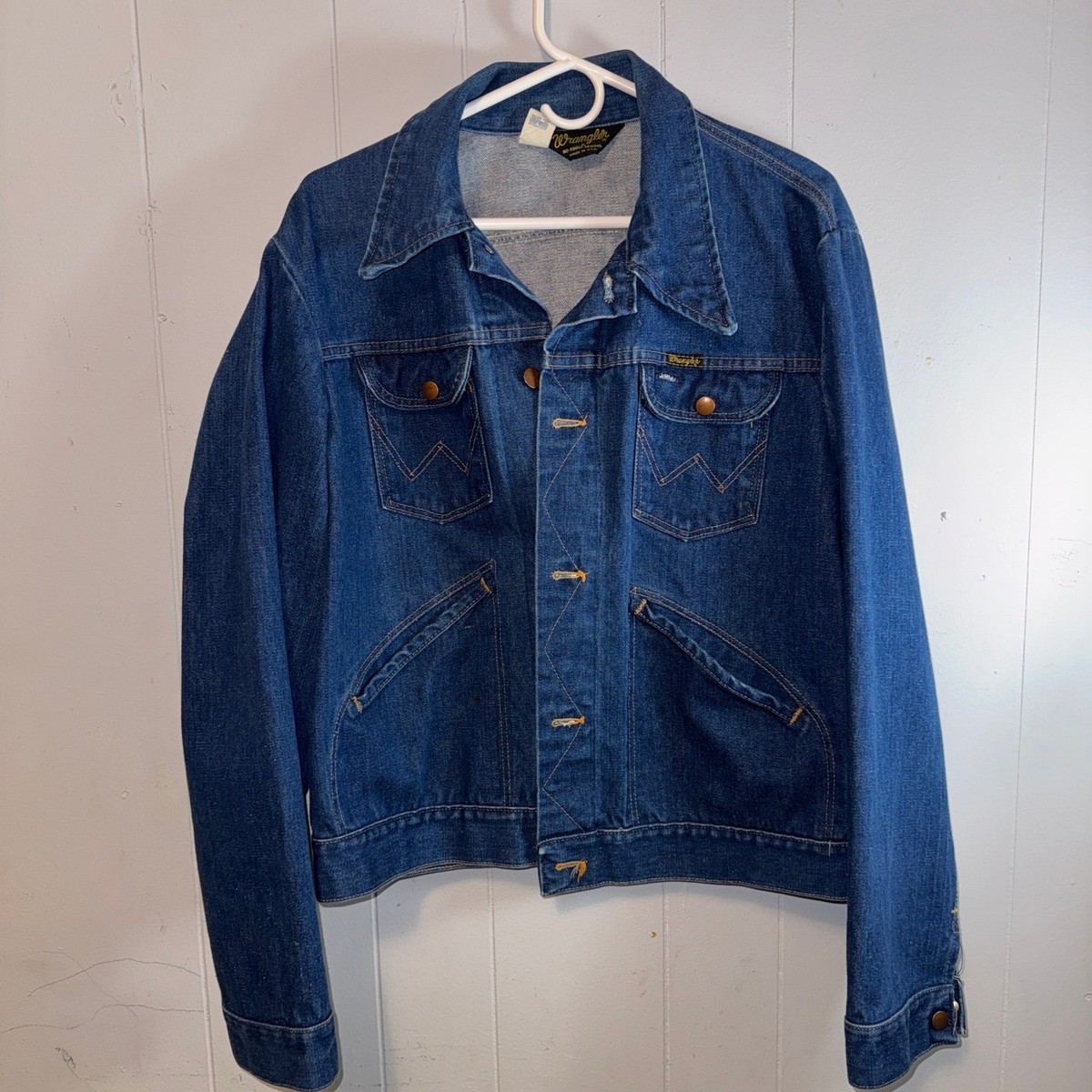 80’s wrangler 126mj denim jacket Vintage Wrangler 126MJ Denim Jacket Mens 46 Blue No-Fault Made in