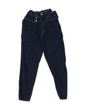 VINTAGE Damen Tapered Jeans W22 L28 dunkelblau Baumwolle BT99