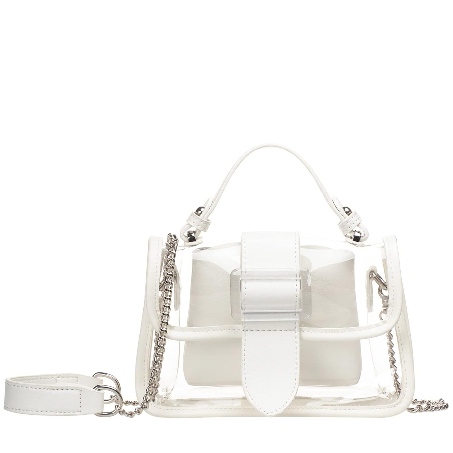 2 in 1 Transparent Crossbody Messenger Bag Mini Clutch Casual Travel Pouch