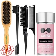 Hair Brush Set Teasing Boar Bristle Wax Stick Edge Brush Comb 5PCS
