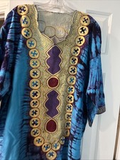 African Kaftan Dress with Scarf Bright Colorful Comfy One Size Unisex