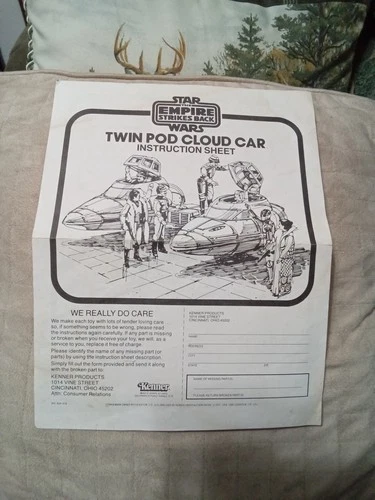 Vintage Star Wars 1980 Twin-Pod Cloud Car Instructions Sheet! Original Kenner!!!