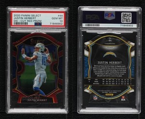 2020 Select Concourse Red Prizm Die-Cut Justin Herbert PSA 10 GEM MT Rookie RC