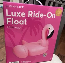 New Sunnylife Large Pink Flamingo Luxe Ride-On Pool Backyard Beach Float