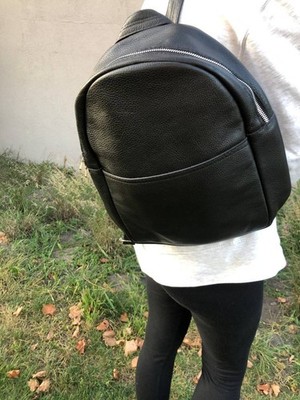 Elegant Black Leather Backpack Women | Minimalist Anti-Theft Design