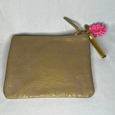 Papaya gold makeup bag NWT 9" x 7" Accessory Travel Work School Beauty Pouch