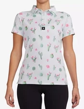 Bad Birdie Shirt Women’s Sz XS Floral Desert Hazard Print Performance Golf Polo