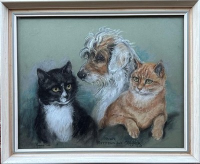 Marjorie Cox: Aufnäher, Fäustlinge und Kupfer, Pastell, signiert 1968, gerahmt