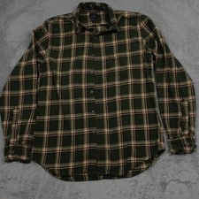 J Crew Shirt Mens Medium Green Plaid Button Up Flannel Classic Casual