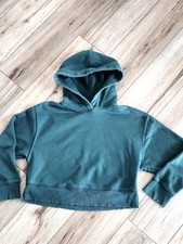 Zara Cropped Hoodie Green Cotton Women's Size Small