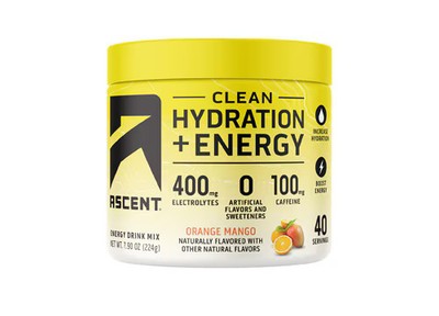 2 X Ascent Hydration + Energy - Informed Sport Certified Orange Mango -- 40 Serv