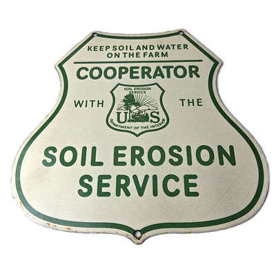 Vintage AG Department Sign - Forest Service Soil Erosion Gas Pump Porcelain Sign