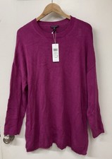 Eileen Fisher Peruvian Cotton Lyocell Crew Neck Tunic Magenta Sweater 1X NWT
