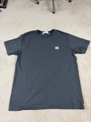 STONE ISLAND 100% COTTON GRAY CREW NECK T-SHIRT MADE IN ITALY COMPASS PATCH SZ L