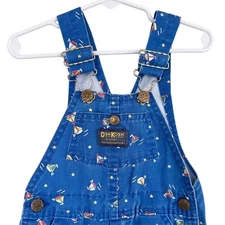 Vintage 80s OshKosh B'gosh Sailboat Print Overalls Kids Sz 2T Made in USA